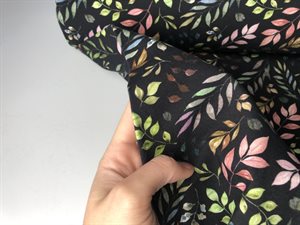 Bomuldsjersey - fine blade i skønne farver på sort bund